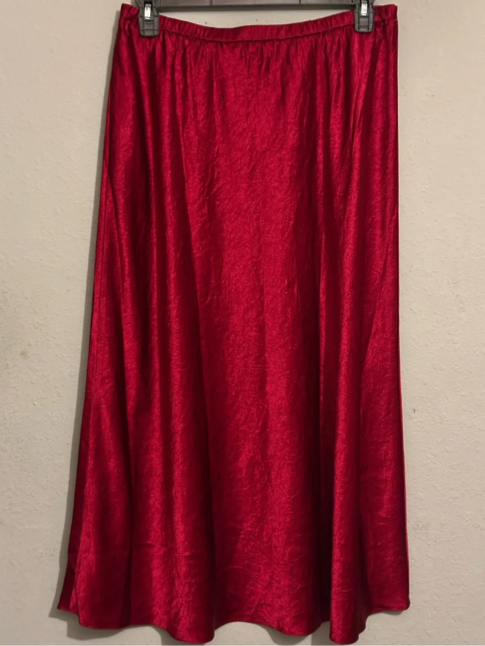 Eileen Fisher Textured Satin Elastic Waist Bias Maxi Skirt, in Ruby